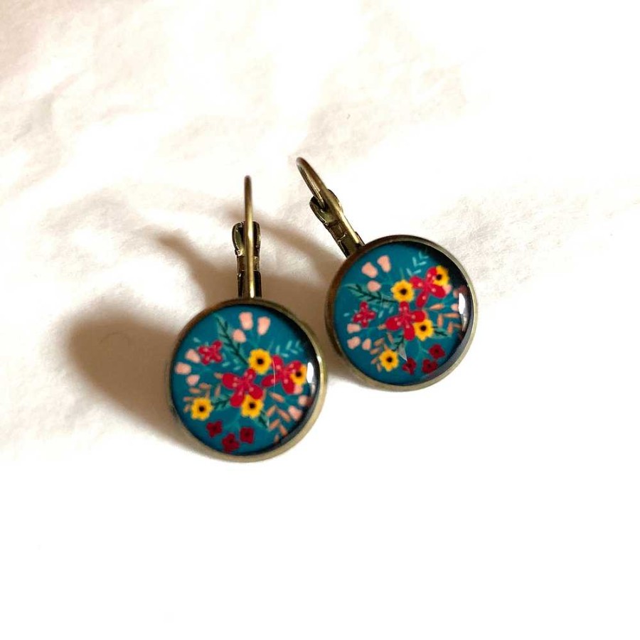 Bijoux Lilipoetry | Lilipoetry — Boucles D'Oreilles Dormeuses Garden Bleu