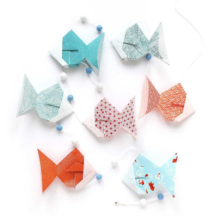 Papeterie Adeline Klam | Adeline Klam — Kit Guirlande De Poissons En Origami Sunset