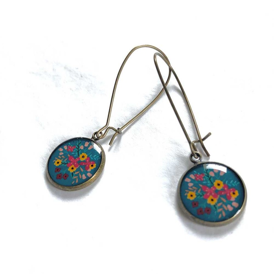 Bijoux Lilipoetry | Lilipoetry — Boucles D'Oreilles Longues Garden Bleu