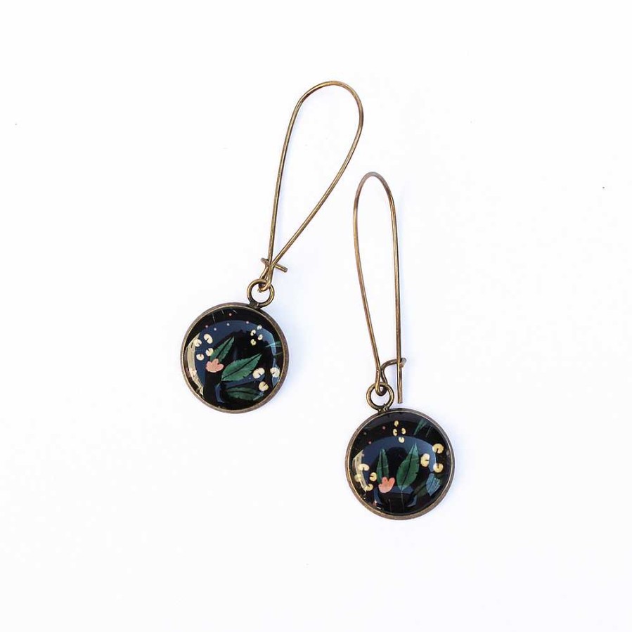 Bijoux Lilipoetry | Lilipoetry — Boucles D'Oreilles Longues 14 Or E Noire