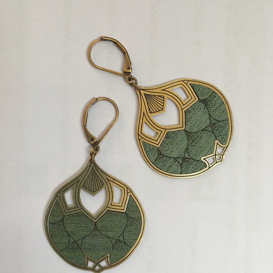 Bijoux Amélie Blaise | Am Lie Blaise — Boucles D'Oreilles Panouie 7 Vert D'Eau