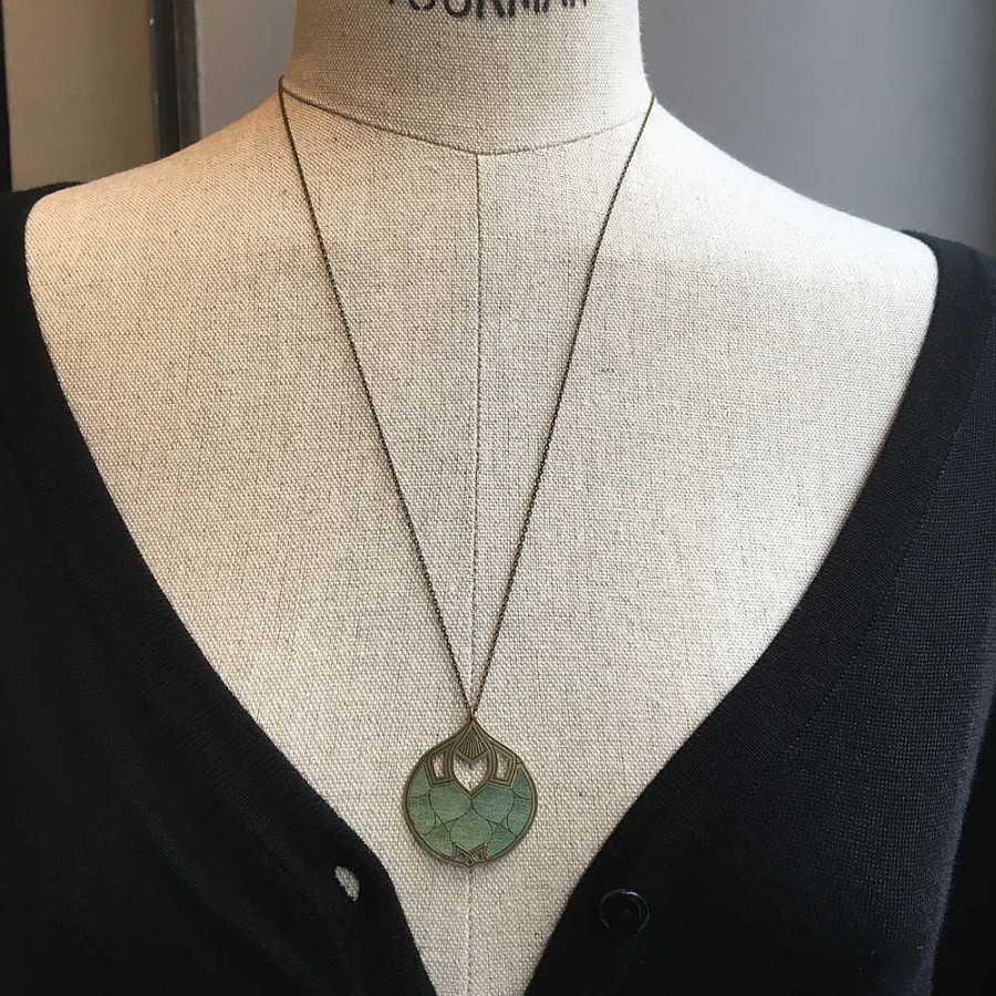 Bijoux Amélie Blaise | Am Lie Blaise — Collier Mi-Long Panouie 6 Vert D'Eau